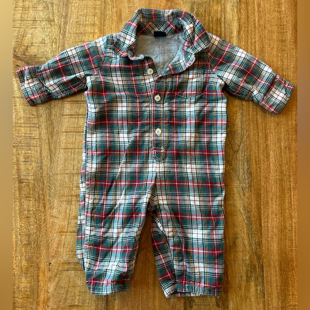 Baby Gap Plaid Baby Onesie - Red, Green, White
